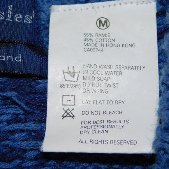 VTG Northern Isles Hand Knit Blue Multicolour Diamond Crew Neck Sweater Womens M - Picture 4 of 10